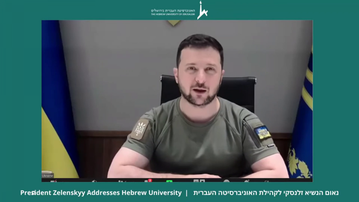VIDEO: El presidente de Ucrania, Volodymyr Zelenskyy, se dirigió a la comunidad de la Universidad Hebrea